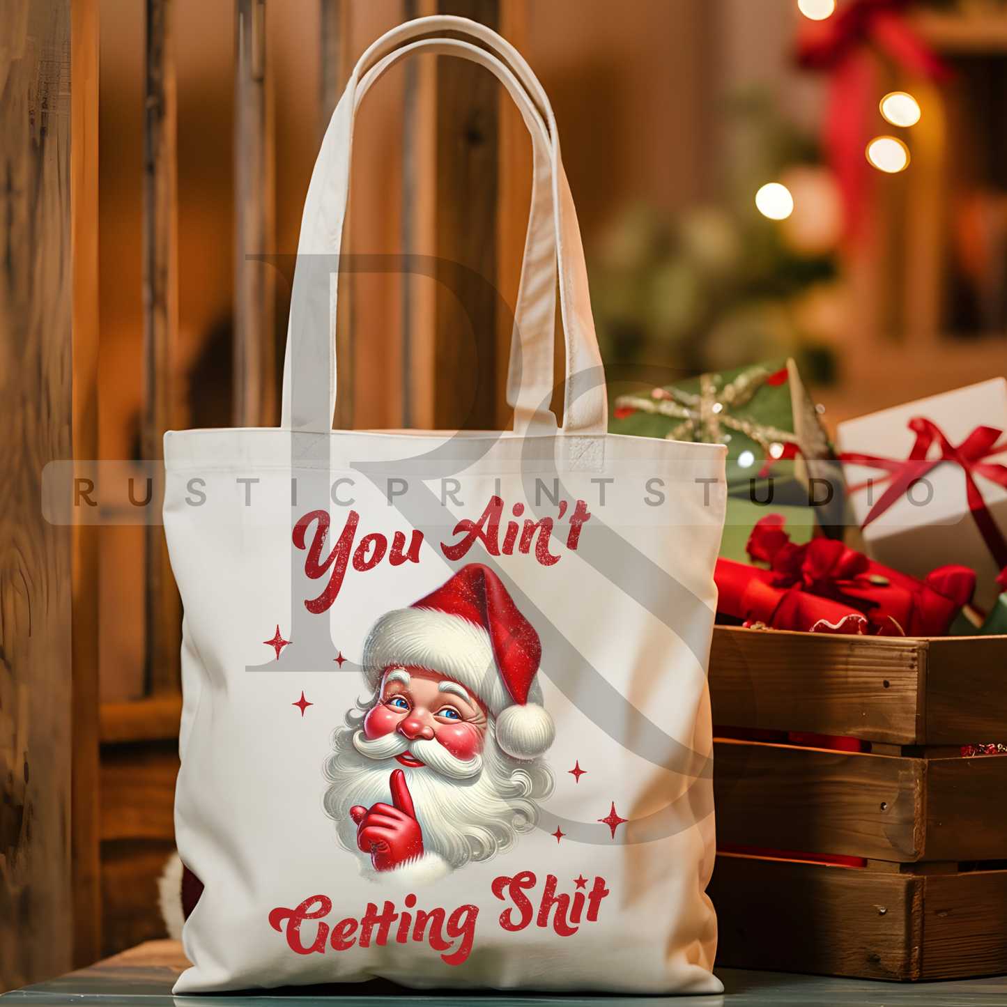 Vintage Christmas Tote Bag Classic Christmas Bag Xmas Gift