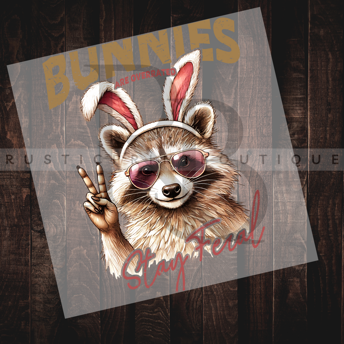 Easter DTF Heat Transfer Raccoon Easter Bunny DTF Feral Easter DTF