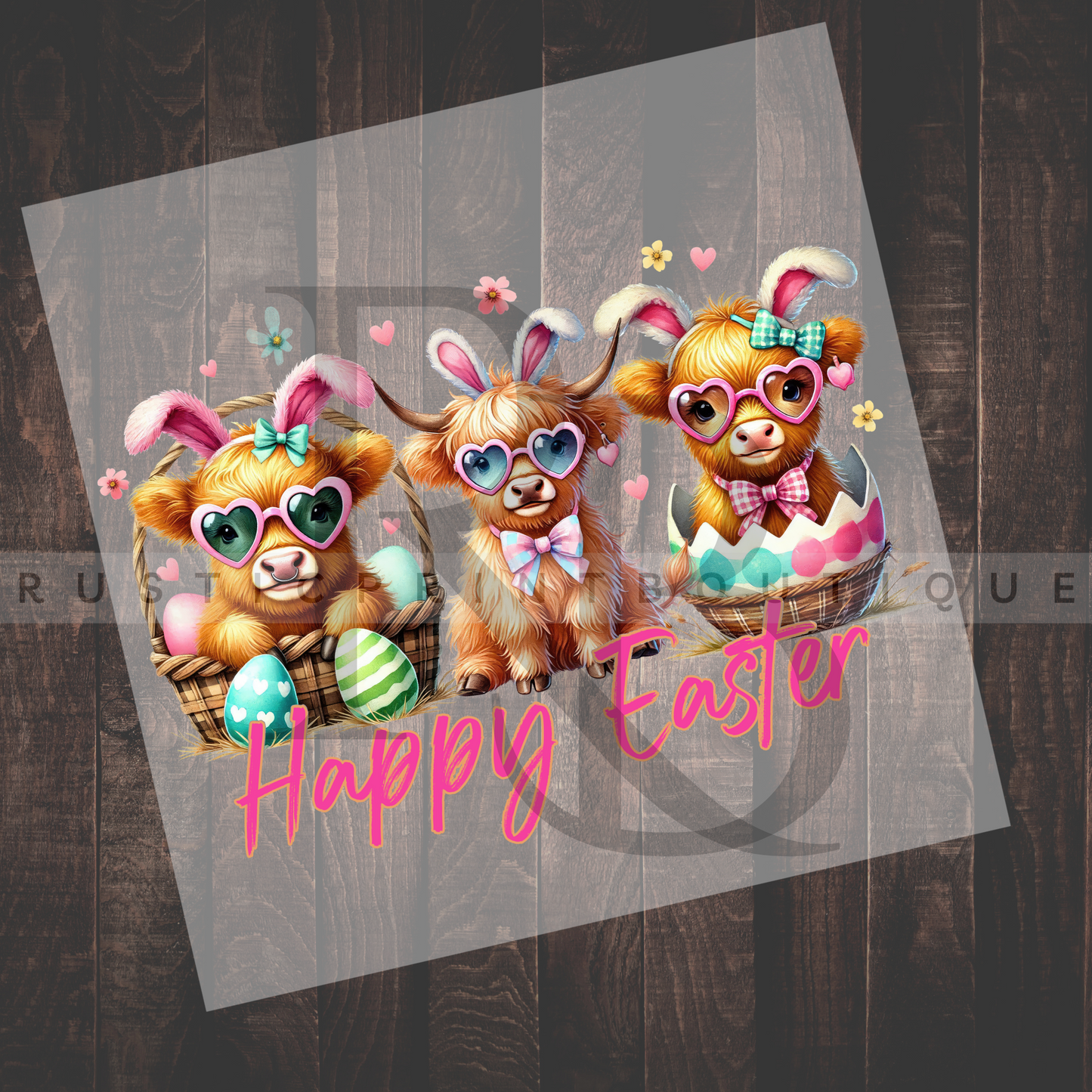 Easter DTF Happy Easter DTF Heat Transfer Highland Cow DTF