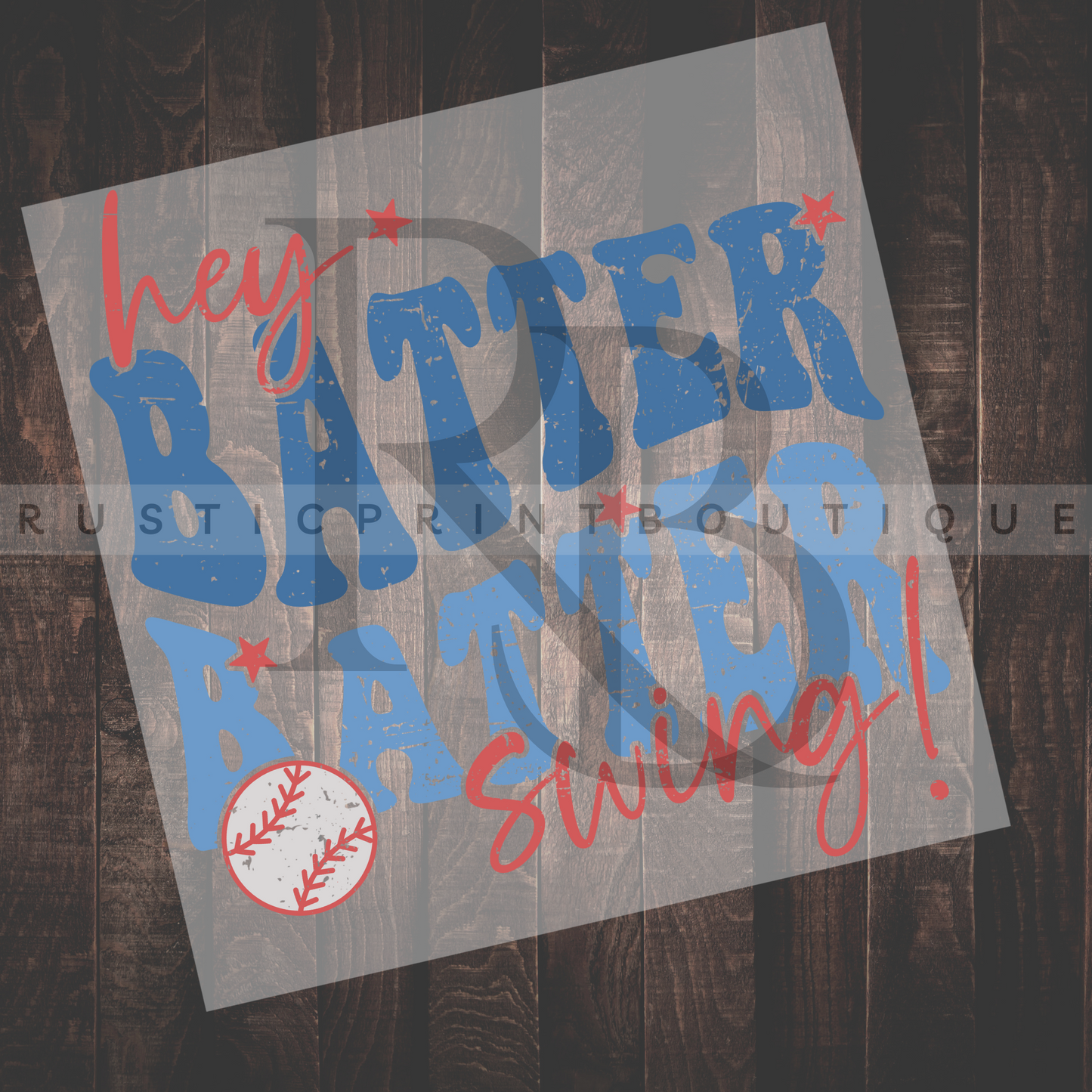 Baseball DTF Heat Transfer Retro Baseball DTF Hey Batter Batter Swing