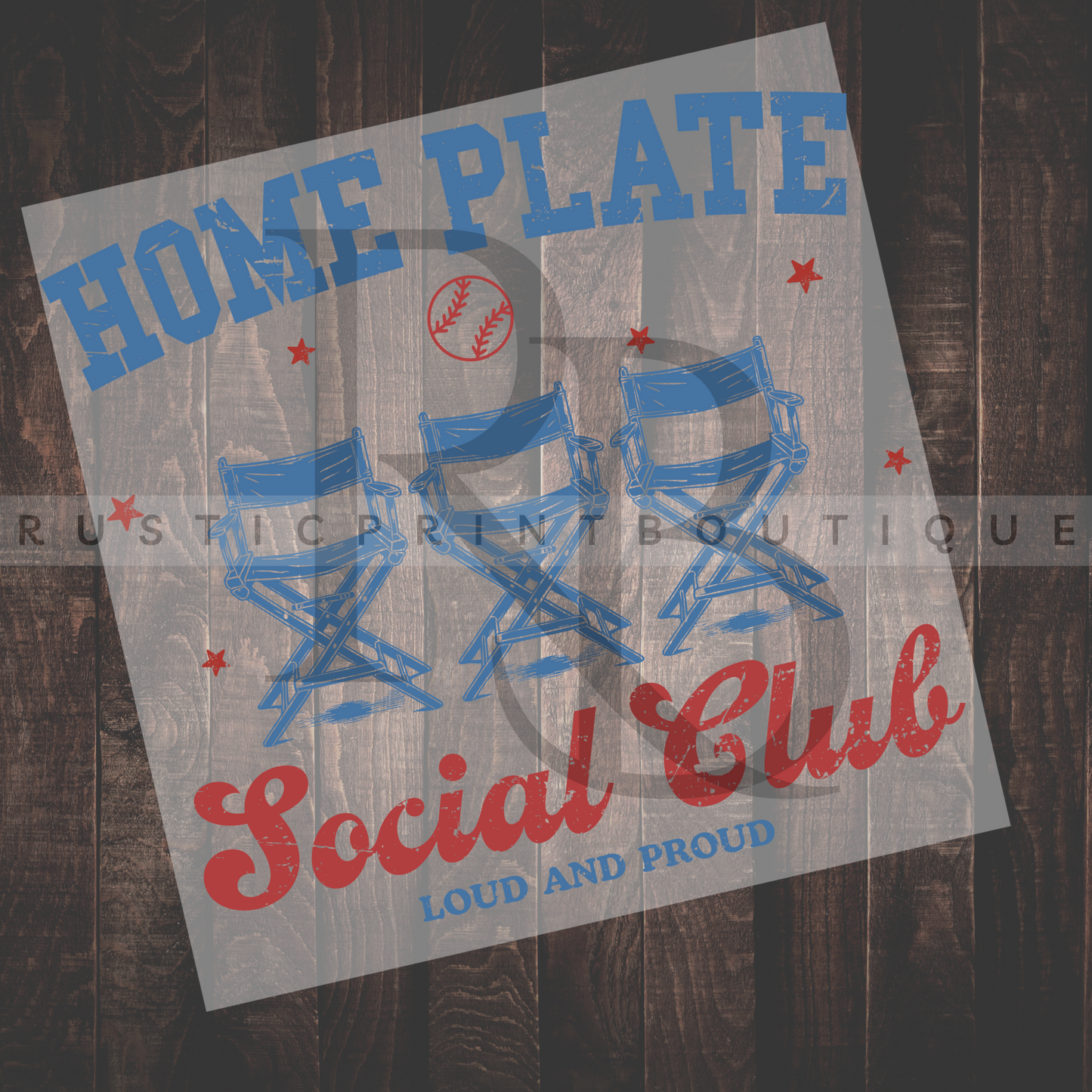 Baseball DTF Heat Transfer Retro Baseball DTF Home Plate Social Club