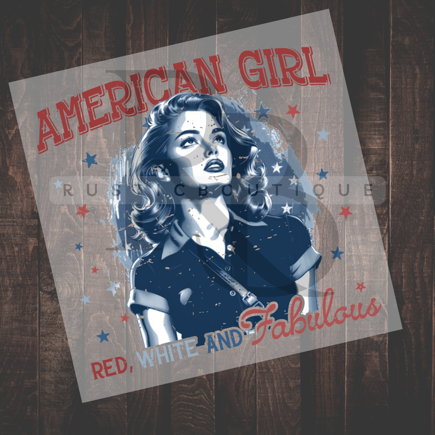 Forth Of July DTF Heat Transfer Vintage Western American Girl