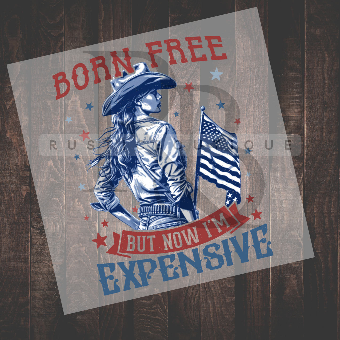 Forth Of July DTF Heat Transfer Vintage Western American Girl Born Free
