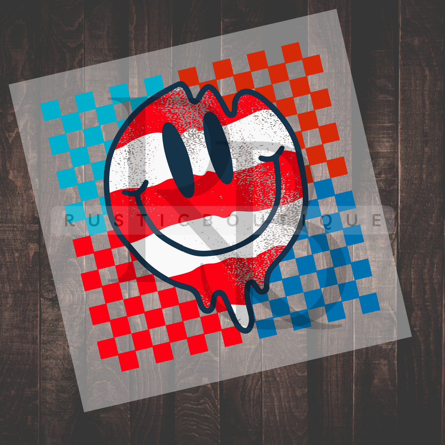 Forth Of July DTF Heat Transfer Retro Smiley Face