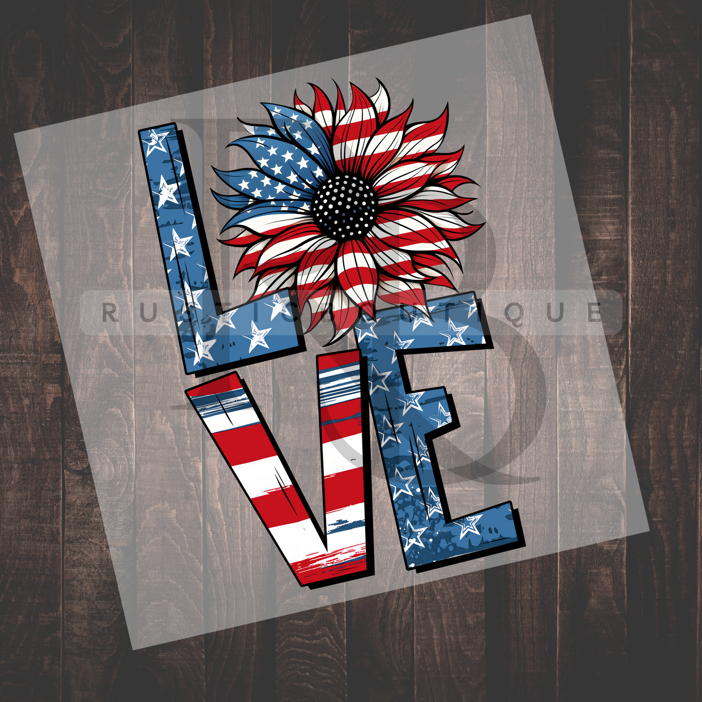 Forth Of July DTF Heat Transfer Love Sunflower DTF