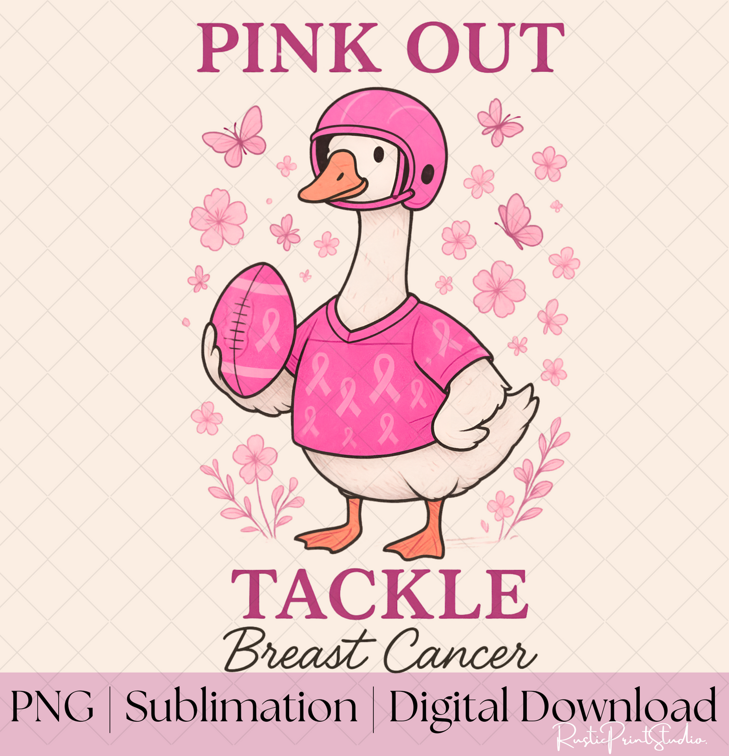 Breast Cancer Awareness PNG Digital File Pink Out Tackle Breast Cancer PNG