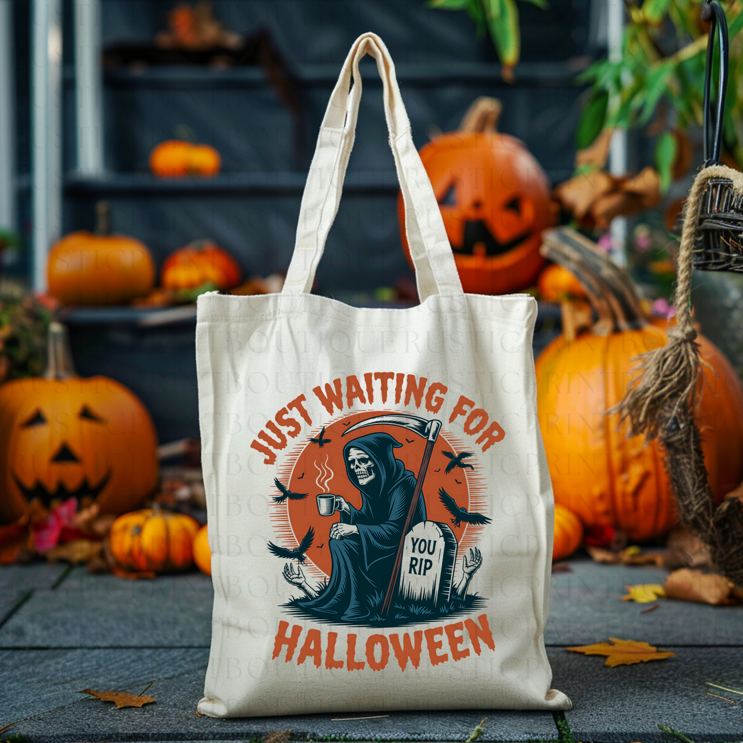 Halloween Trick or Treat Bag Halloween Vintage Tote Bag