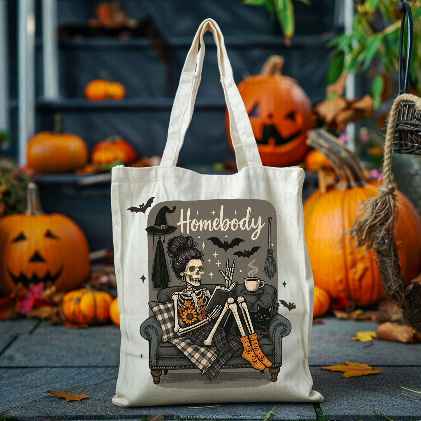 Halloween Tote Bag Trick or Treat Bag Halloween Vintage Tote Bag