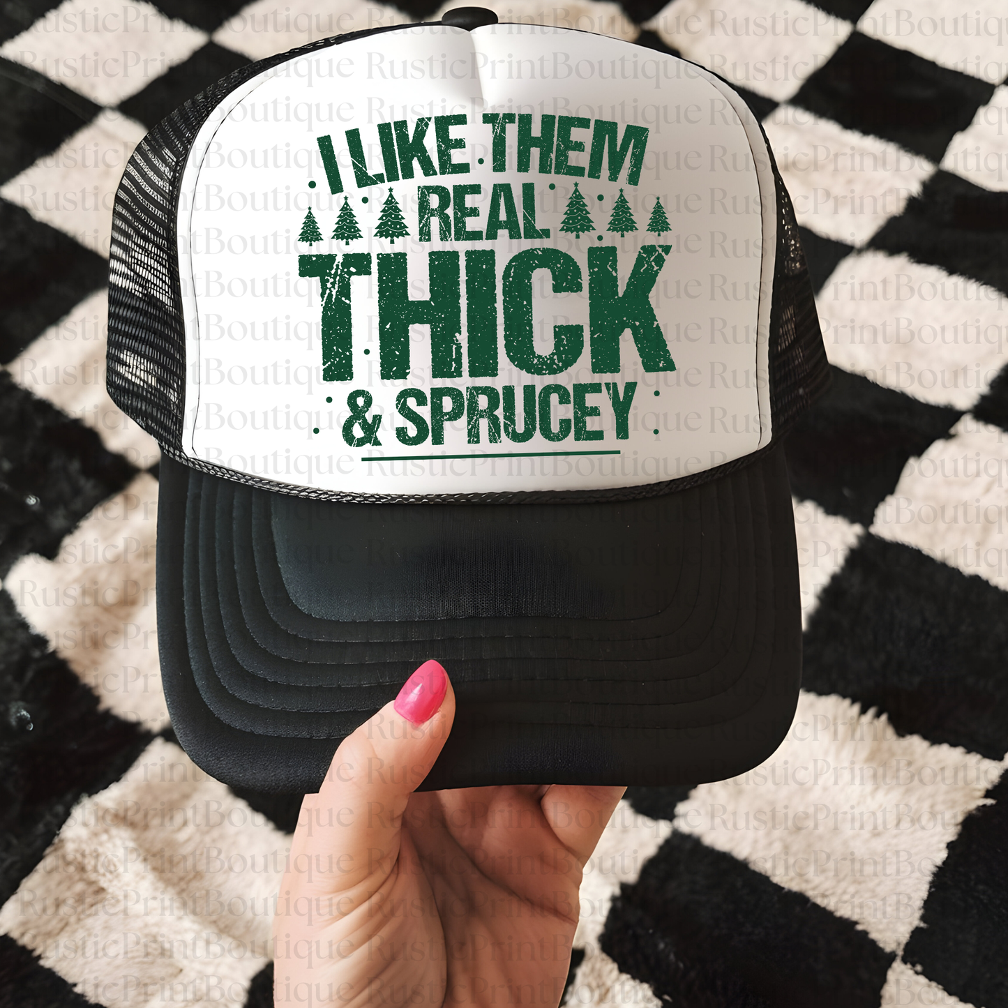 VIntage Trucker Hat Trucker Hat Snapback Christmas Trucker Hat Thick & Sprucey