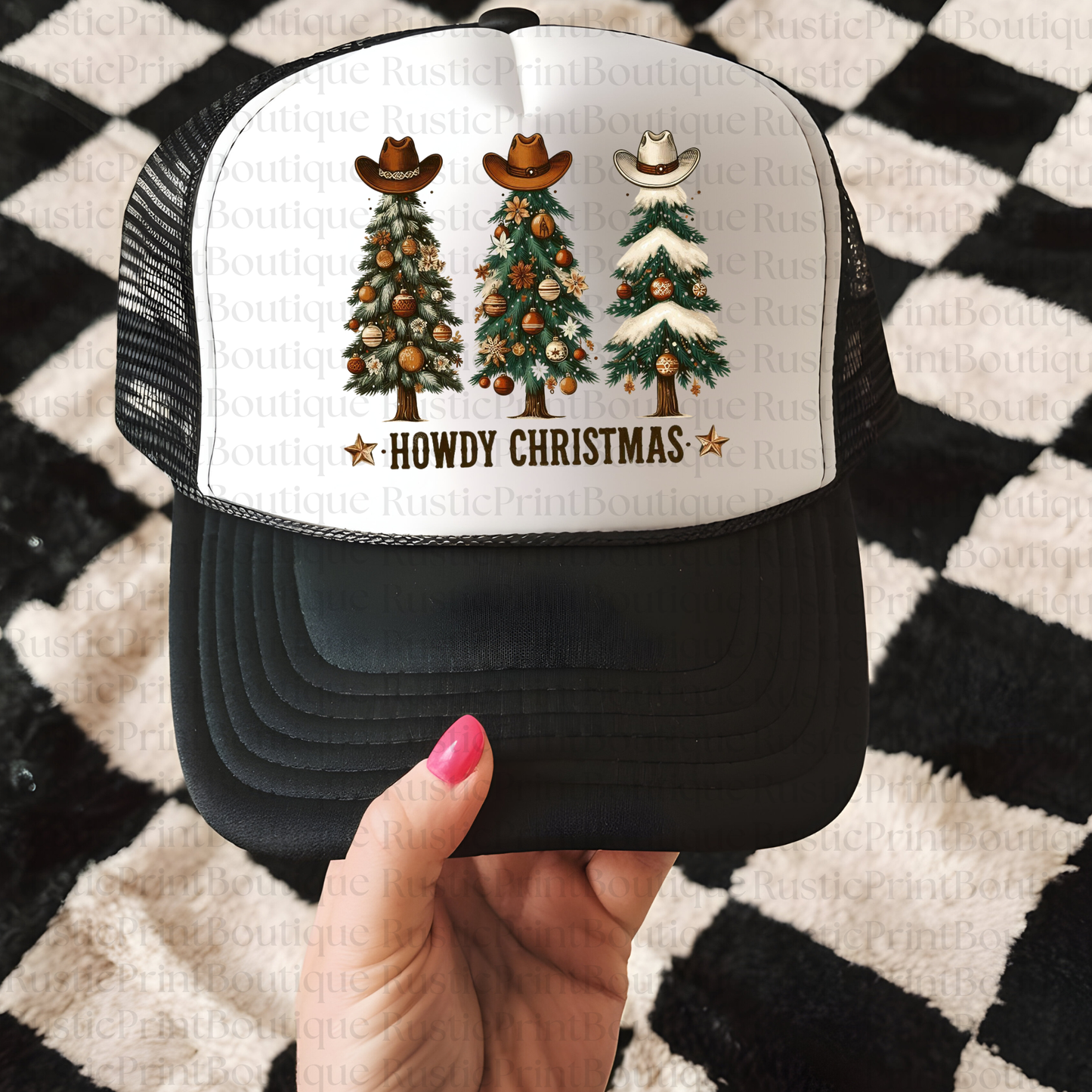 Christmas Hat Christmas Trucker Hat Hat Snapback Trucker Hat Western Christmas Hat Howdy Christmas