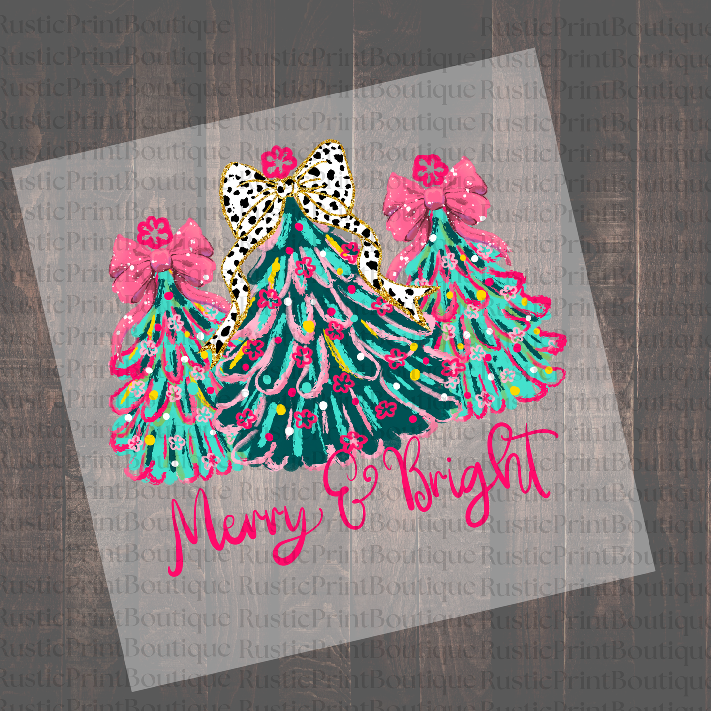 Vintage DTF Heat Transfer Christmas DTF Merry & Bright