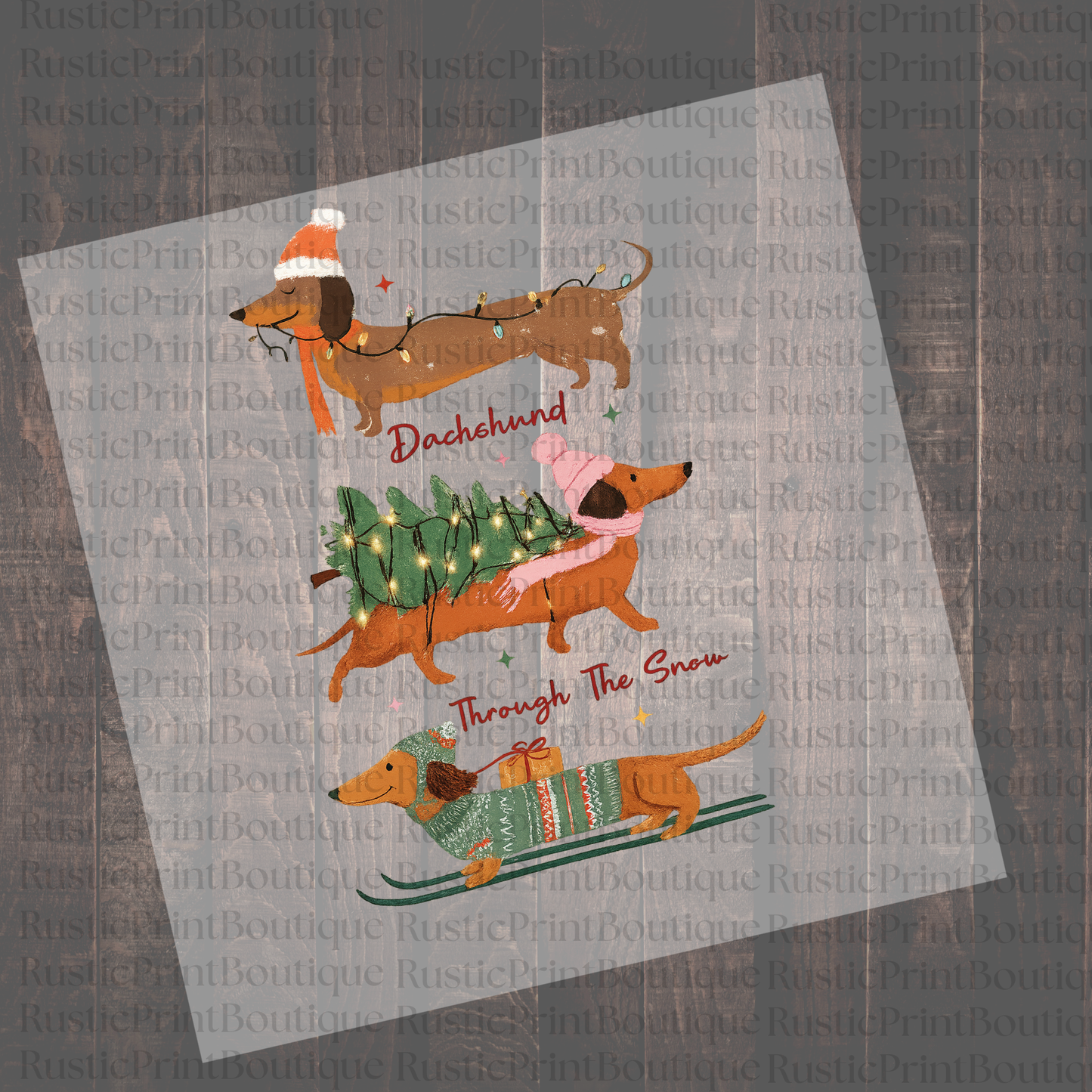 Vintage DTF Heat Transfer Christmas DTF Christmas Dog DTF