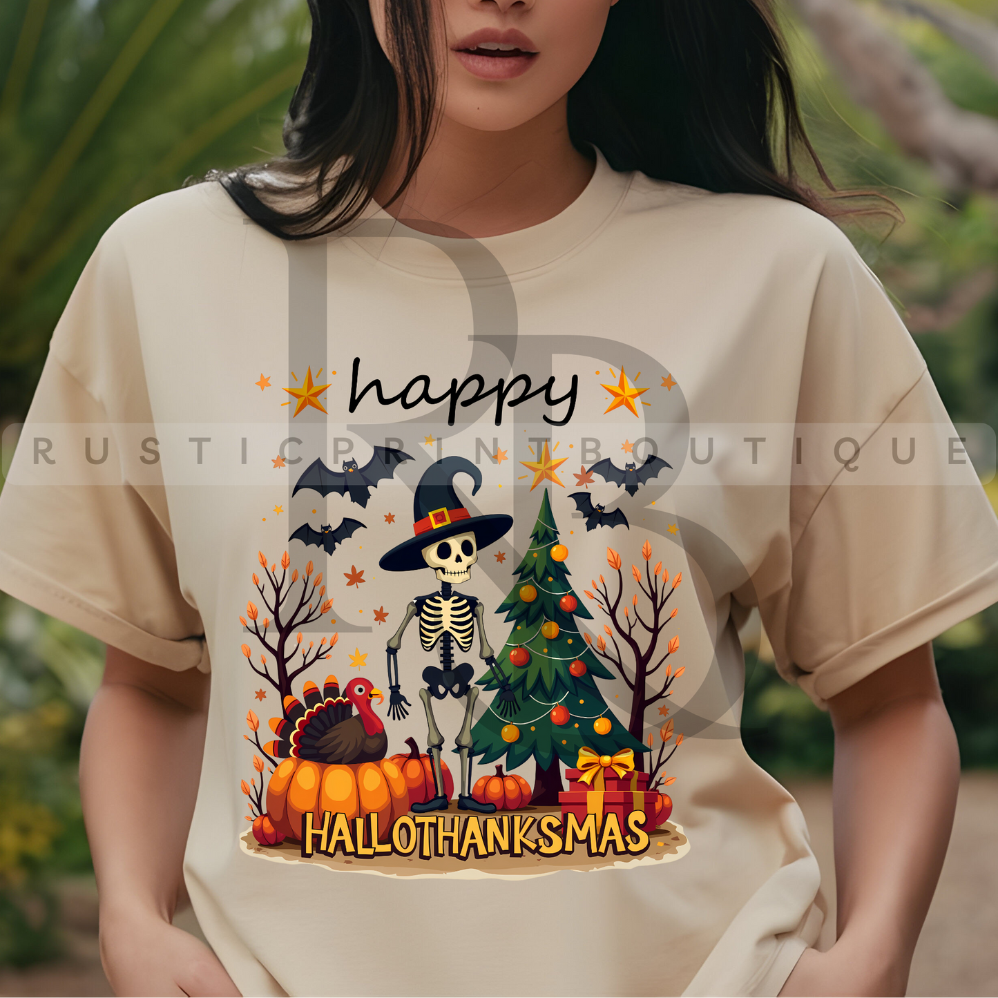 Happy HalloThankMas Shirt Thanksgiving Tee Halloween Tee Christmas Tee