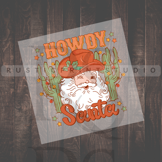 Christmas DTF Western Christmas Howdy Santa Christmas Heat Transfer