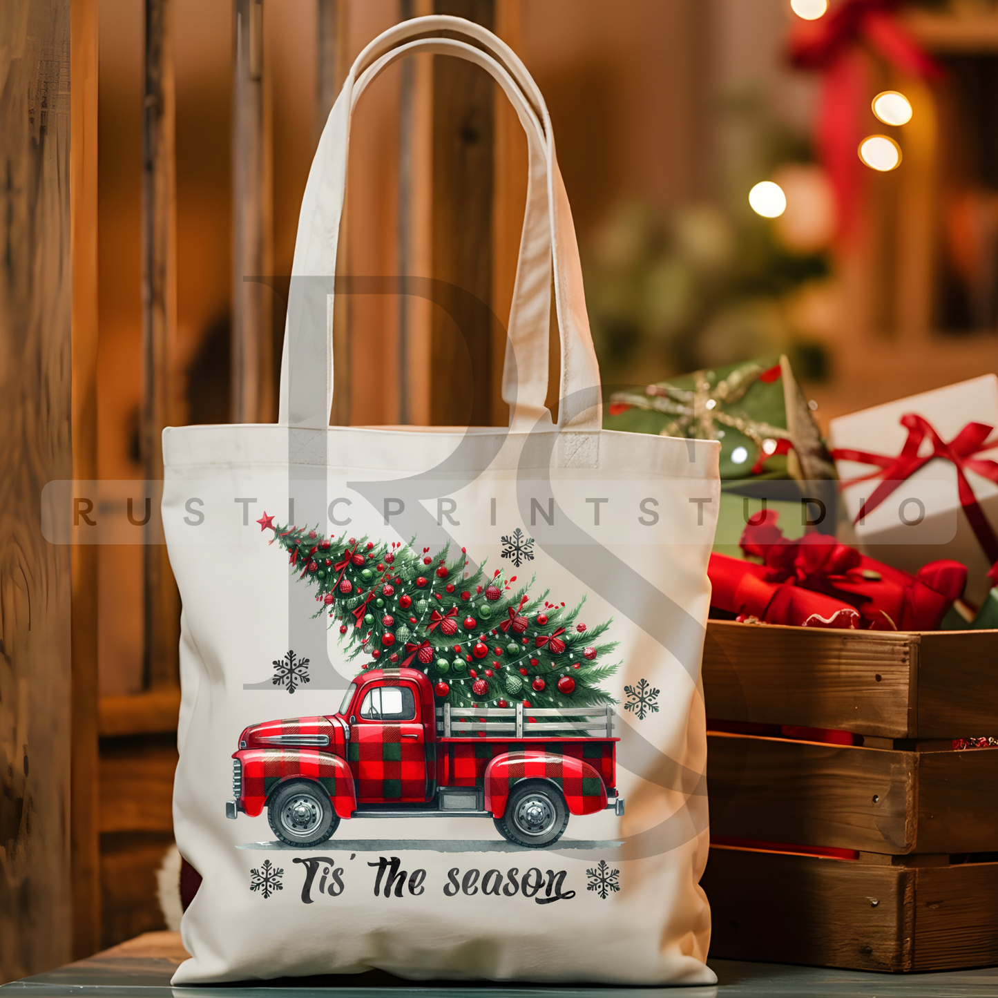 Vintage Christmas Tote Bag Classic Christmas Bag Xmas Gift