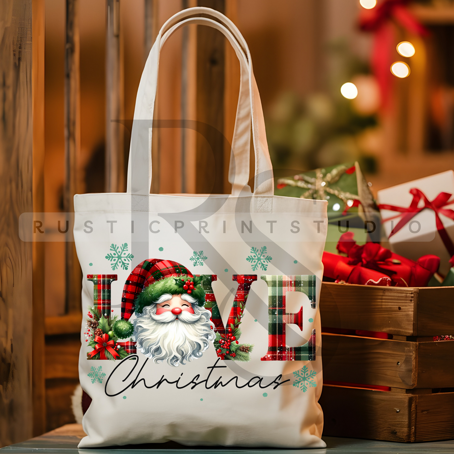 Vintage Christmas Tote Bag Classic Christmas Bag Xmas Gift