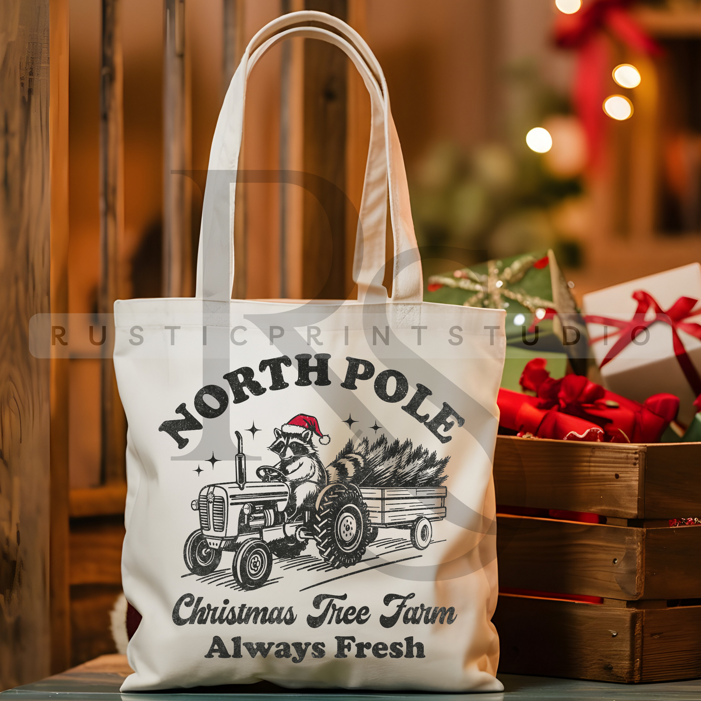 Vintage Christmas Tote Bag Classic Christmas Bag Xmas Gift