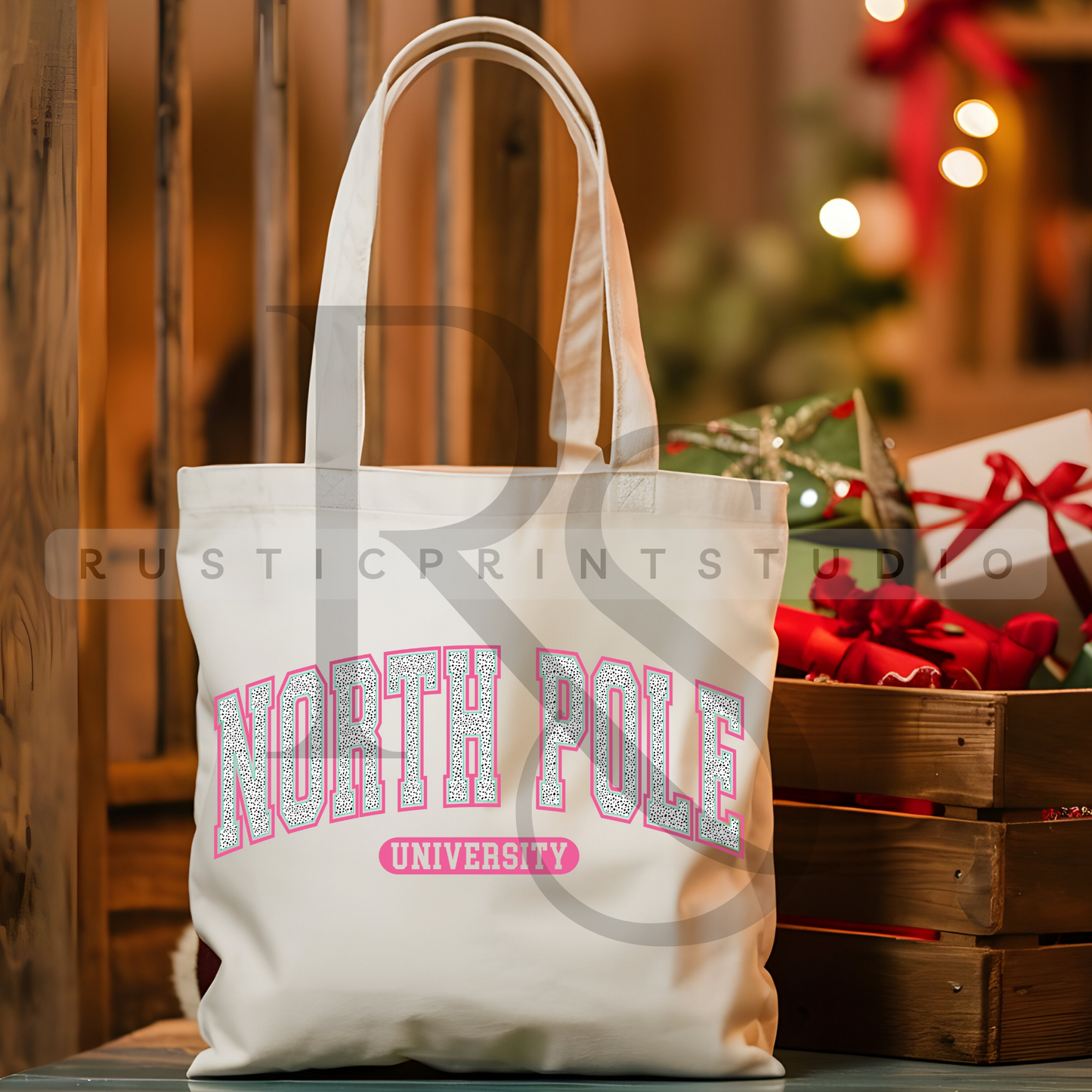 Vintage Christmas Tote Bag Classic Christmas Bag Xmas Gift