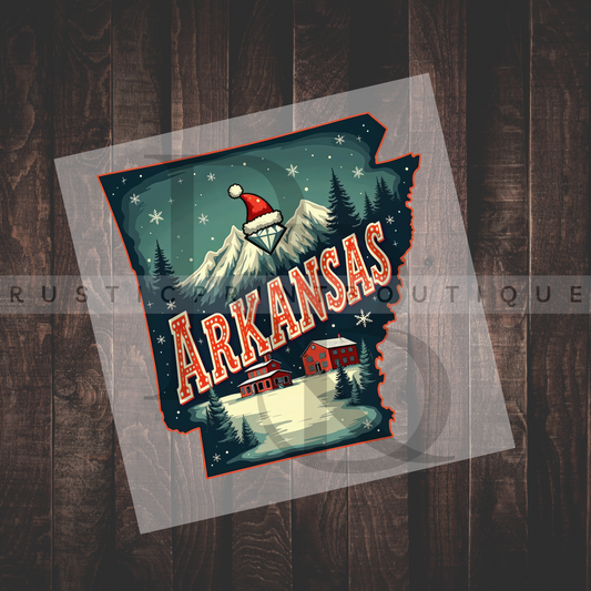 Christmas DTF Vintage Arkansas State Xmas Heat Transfer