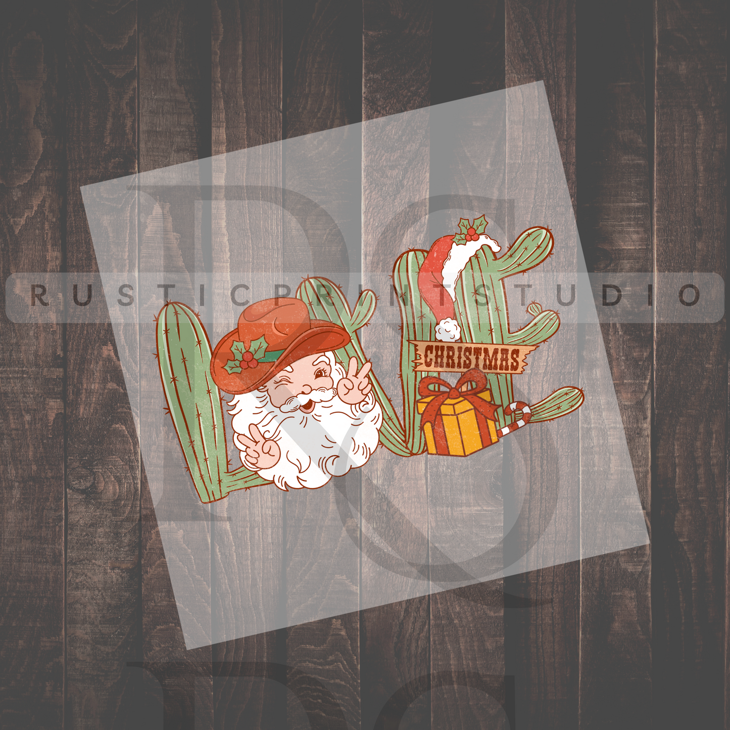 Christmas DTF Western Christmas Cowboy Santa Love Christmas Heat Transfer