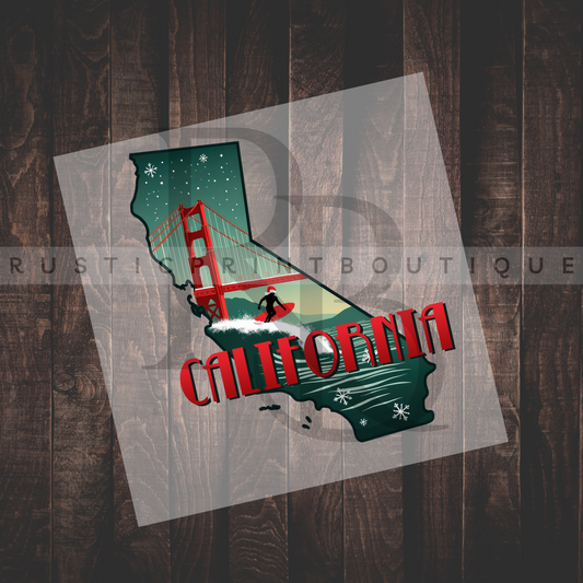 Christmas DTF Vintage California State Xmas Heat Transfer