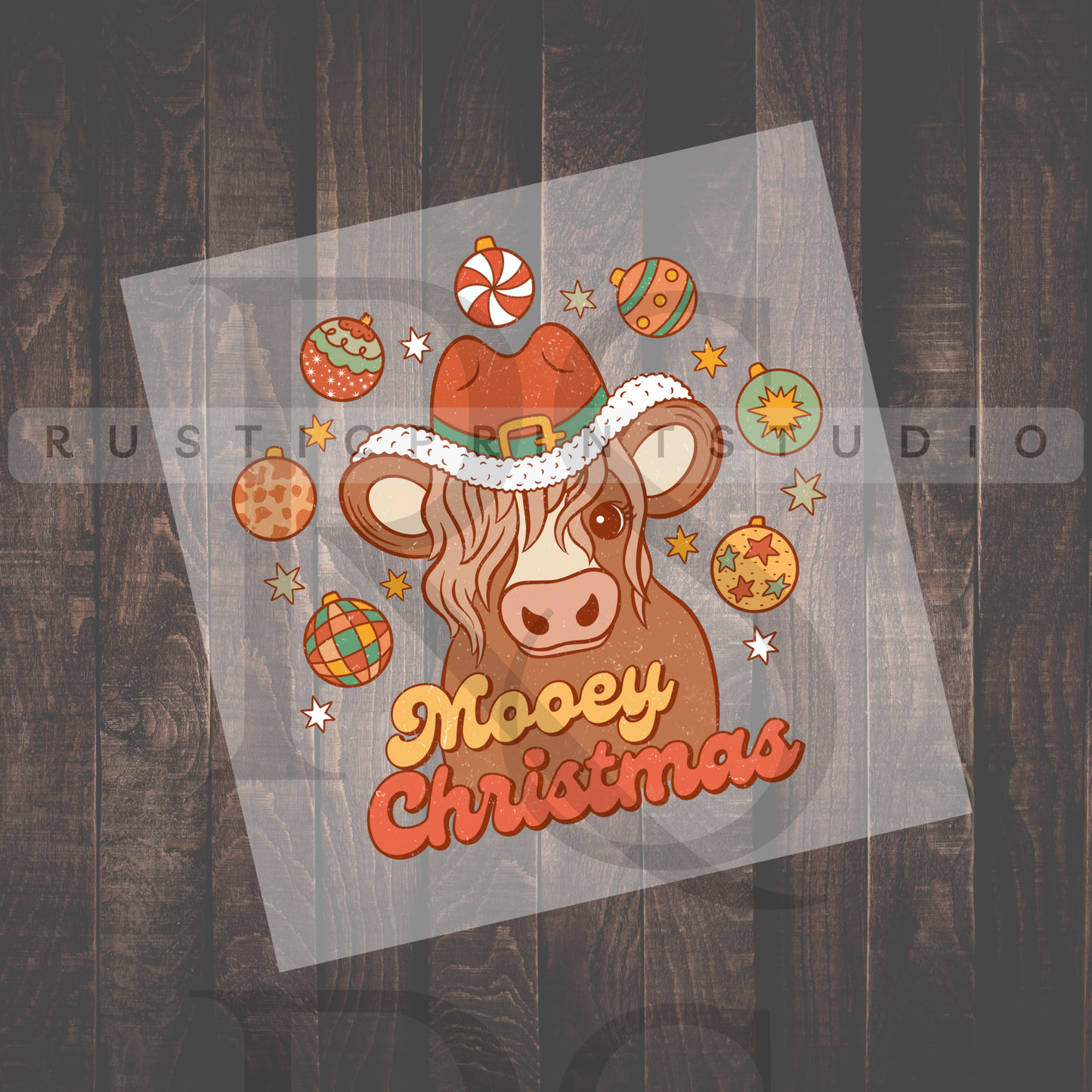 Christmas DTF Western Christmas Mooey Christmas Heat Transfer