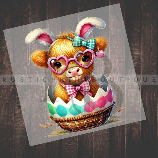 Easter DTF Heat Transfer Highland Cow DTF
