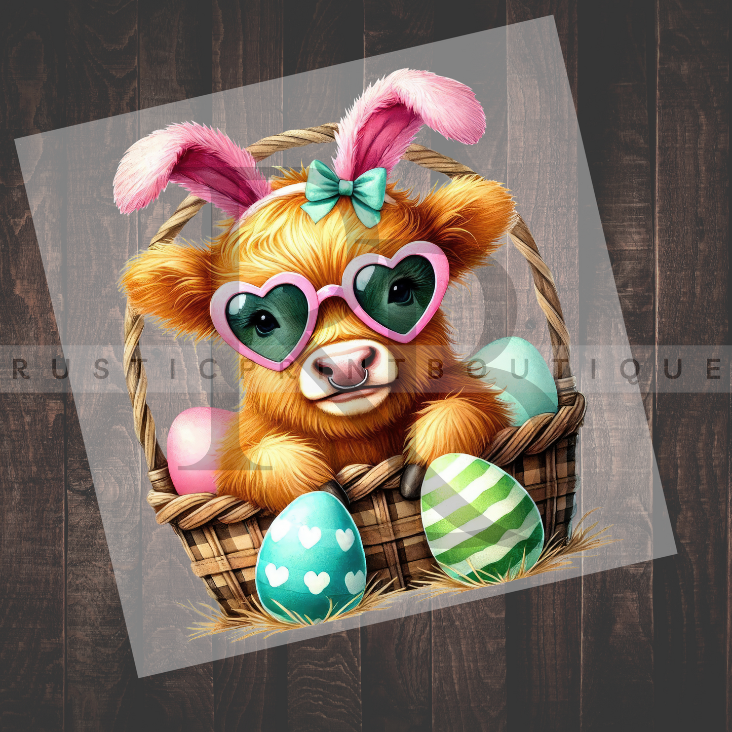 Easter DTF Heat Transfer Highland Cow DTF