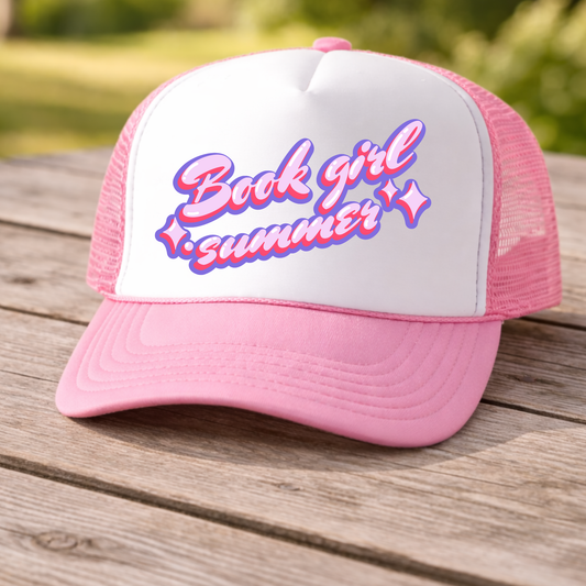 Book Girl Summer Retro Trucker Hat | Groovy Bookish Hat
