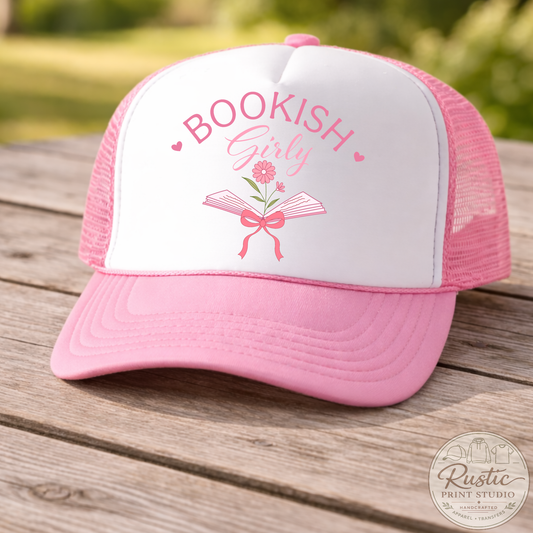 Bookish Girly Trucker Hat | Cute Coquette Reader Hat