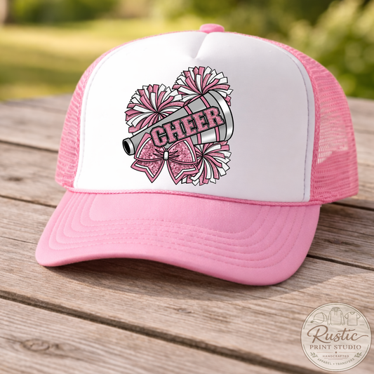 Cheer Trucker Hat | Pink Glitter Cheerleader Hat