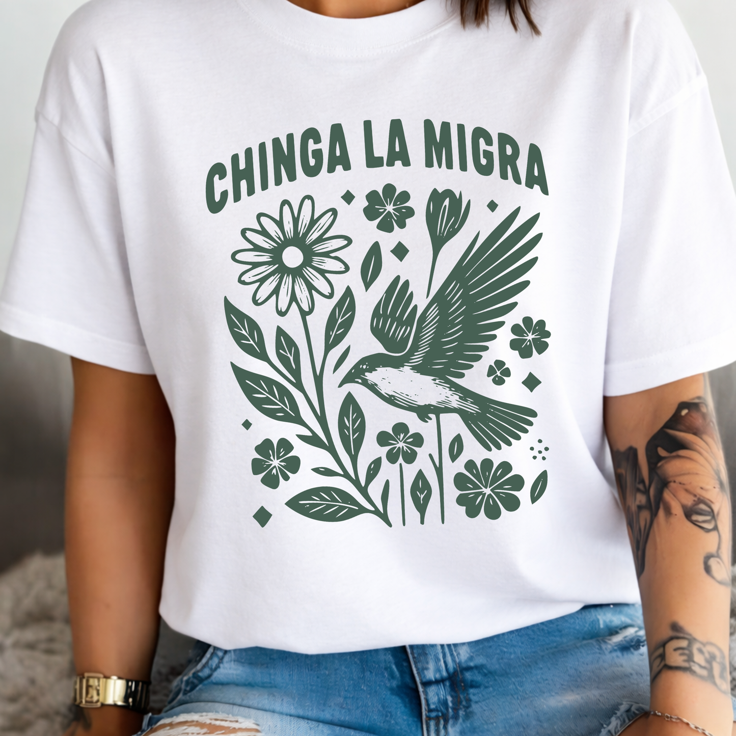 Chinga La Migra T-Shirt Protest Graphic Tee Unisex Cotton Activist Shirt