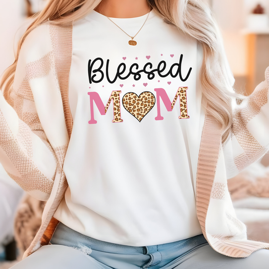 Leopard Blessed Mom T-Shirt Unisex Graphic Tee Cute Mom Shirt