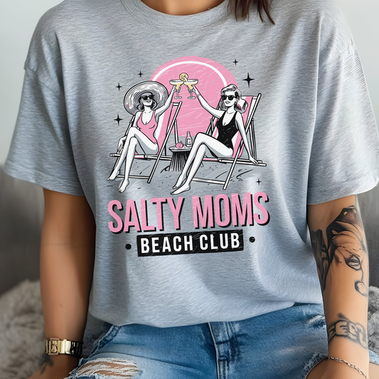 Salty Mom's Beach Club T-Shirt Unisex Graphic Tee Cute Mom Shirt