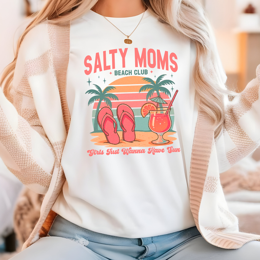 Salty Mom's Beach Club T-Shirt Unisex Graphic Tee Cute Funny Mama Shirt