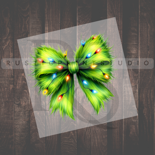 Christmas DTF Holiday Heat Transfer Ready To Press Christmas Grinch Bow DTF