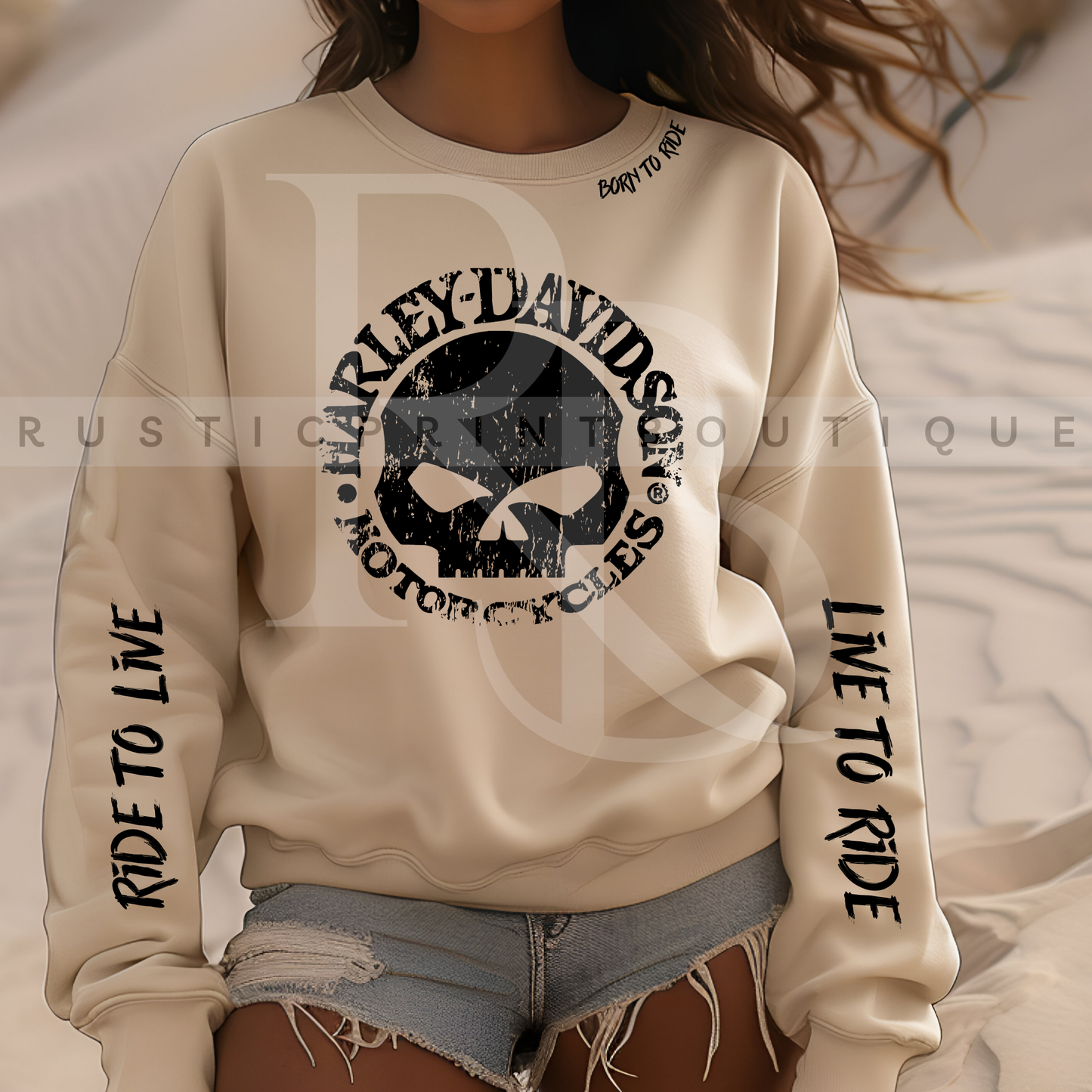 Live To Ride Harley Crewneck Sweatshirt