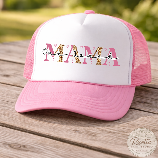One Loved Mama Leopard Print Trucker Hat | Mom Gift Hat