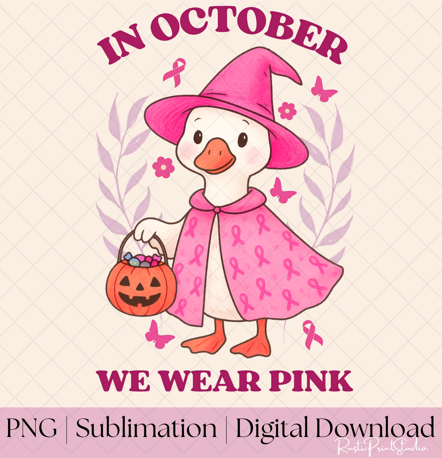 Breast Cancer Awareness PNG Digital File In October We Wear Pink PNG