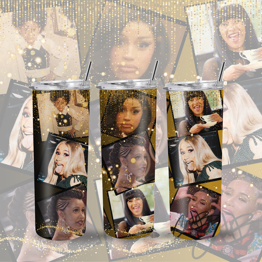Cardi B 20oz Skinny Tumbler Funny Music Fan Gift Stainless Steel Cup