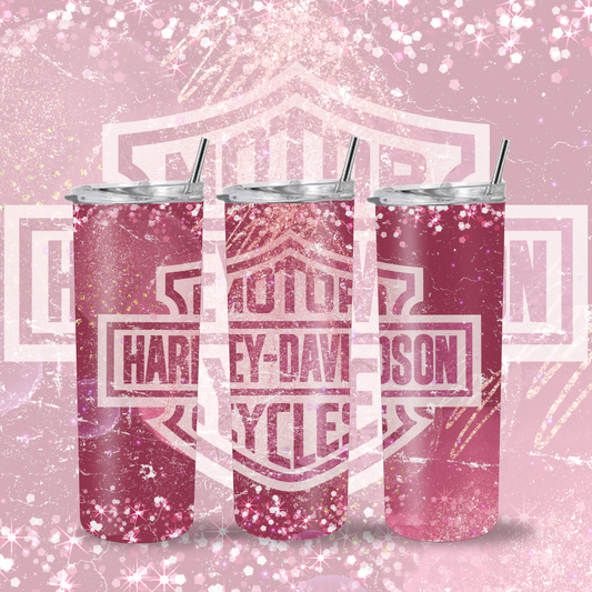 Tumbler | 20oz  Skinny Tumbler | Pink Harley Tumbler