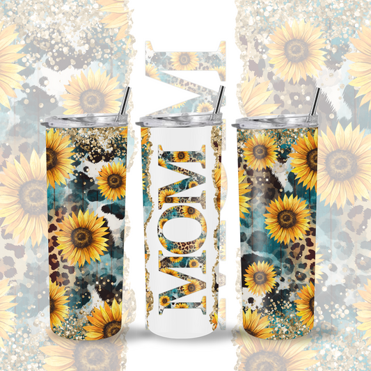 Mom Sunflower Tumbler | 20oz  Skinny Tumbler