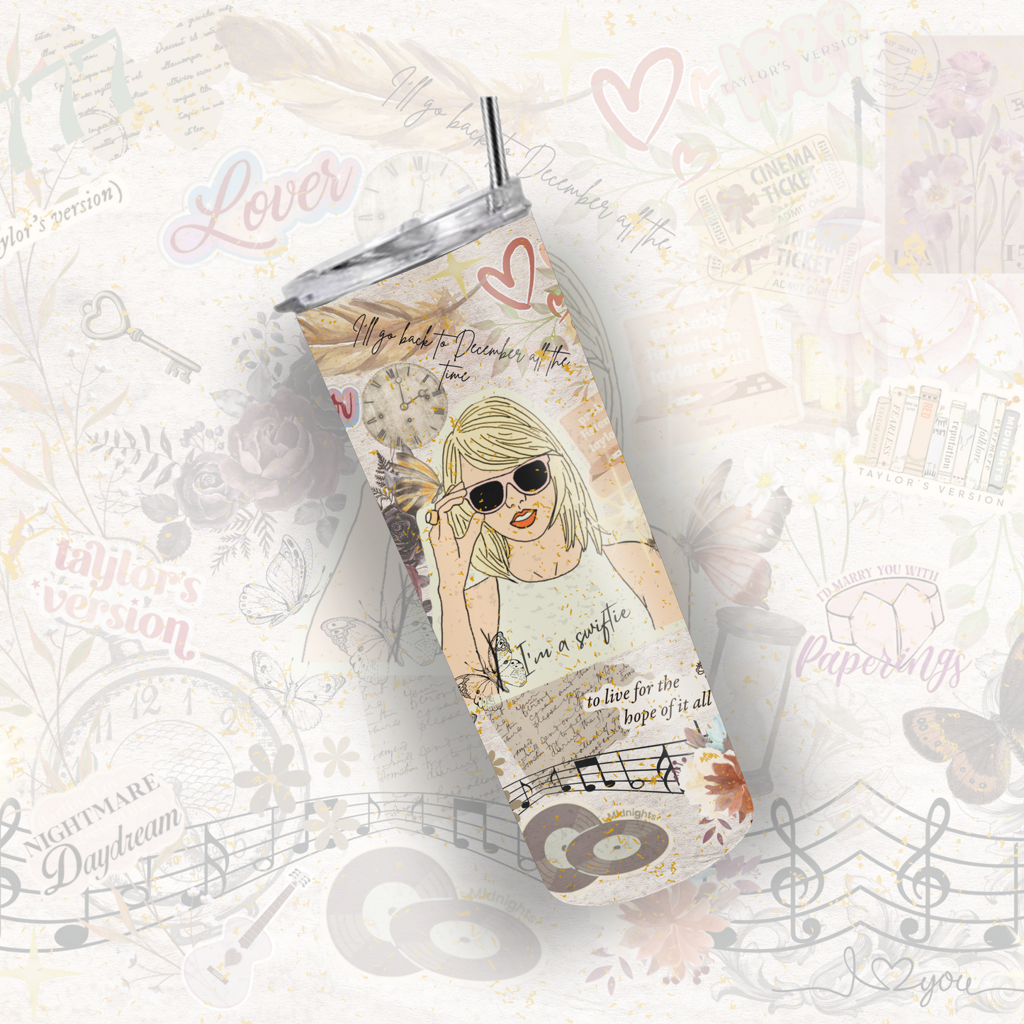 Vintage Style Swiftie Tumbler | 20oz  Skinny Tumbler