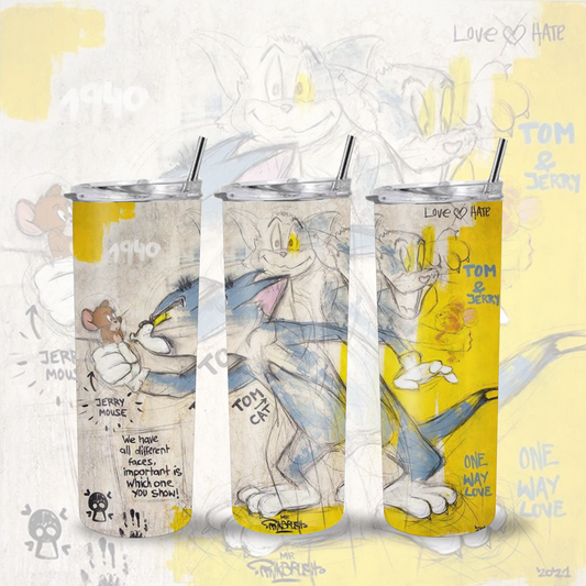 Cartoon Cat & Mouse Tumbler Custom 20oz Tumbler