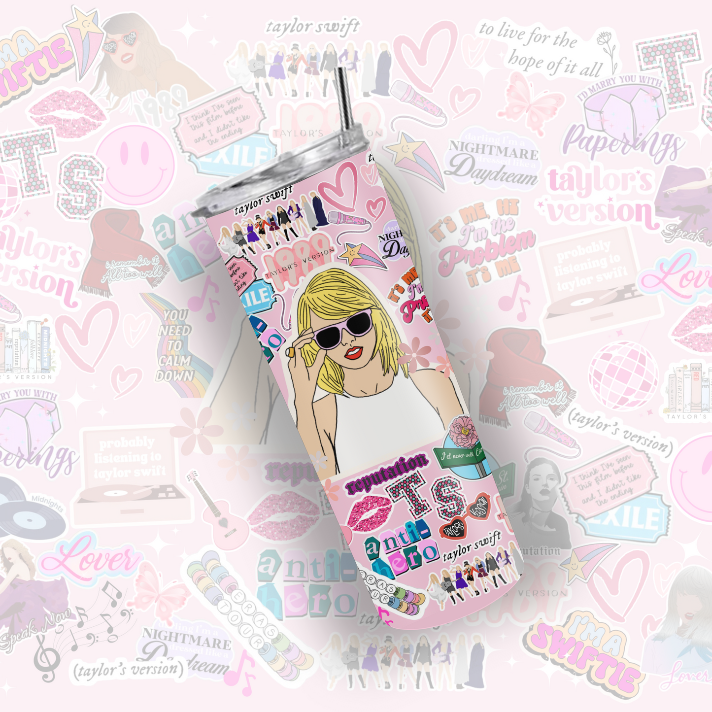 Pink Swiftie Tumbler | 20oz  Skinny Tumbler