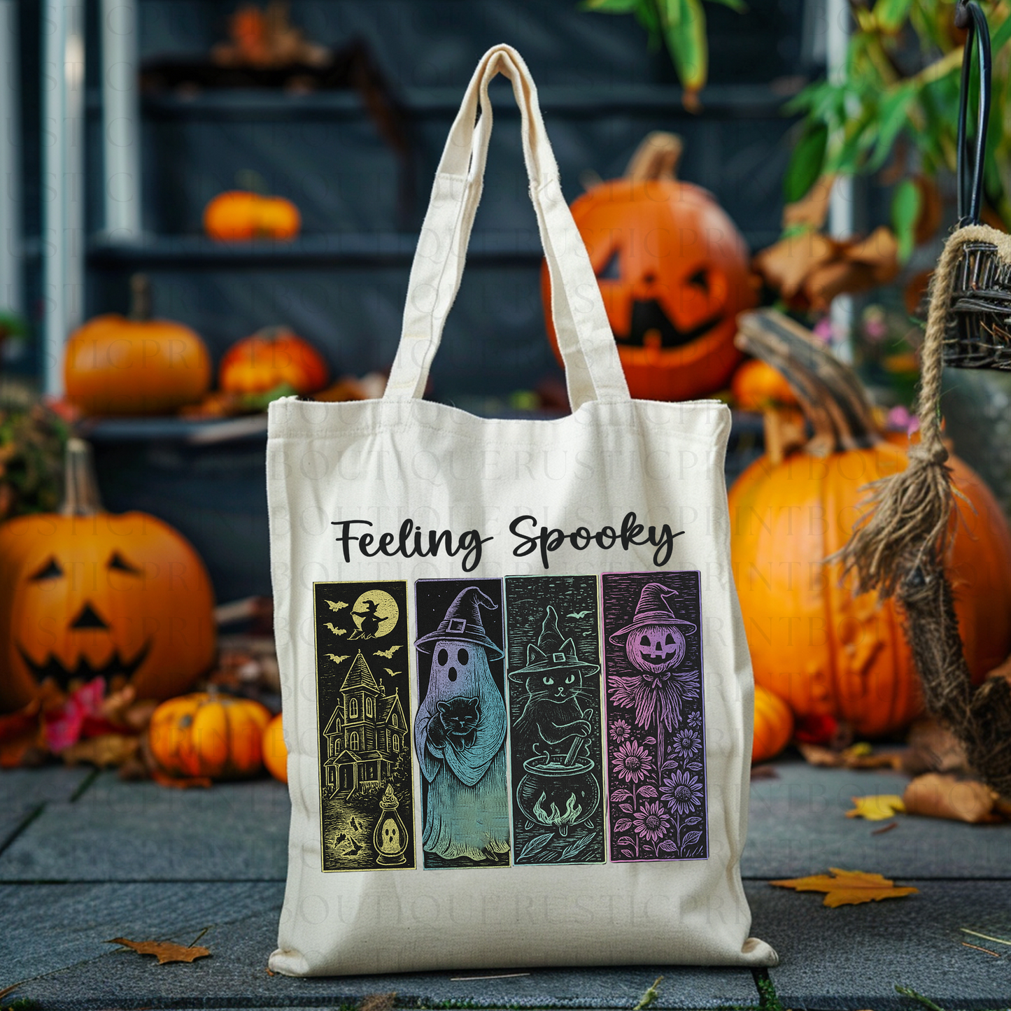 Halloween Tote Bag Trick or Treat Bag Halloween Vintage Tote Bag