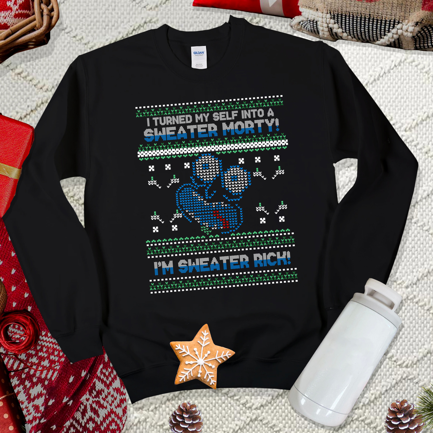Ugly Christmas Sweater Holiday Crewneck Vintage Ugly Christmas Sweatshirt
