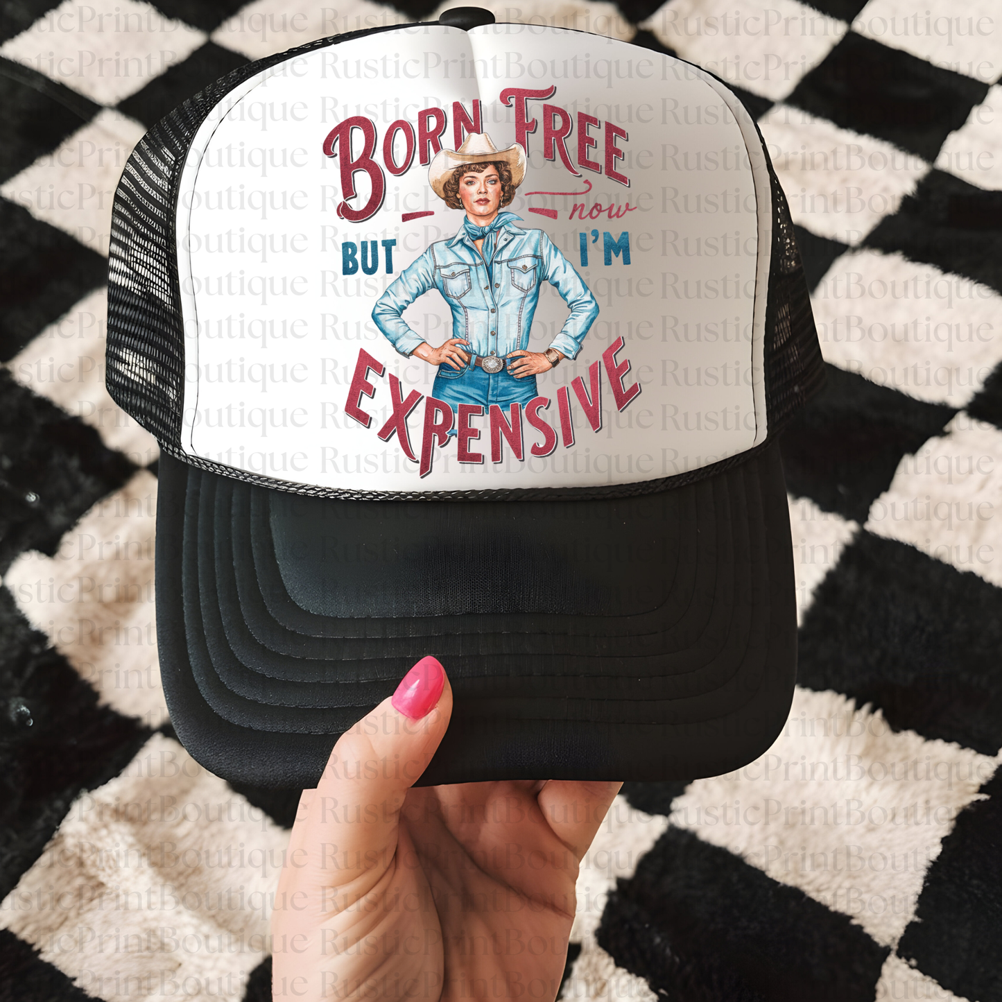 VIntage Trucker Hat Trucker Hat Snapback Born Free But Now I'm Expensive Trucker Hat Western Trucker Hat