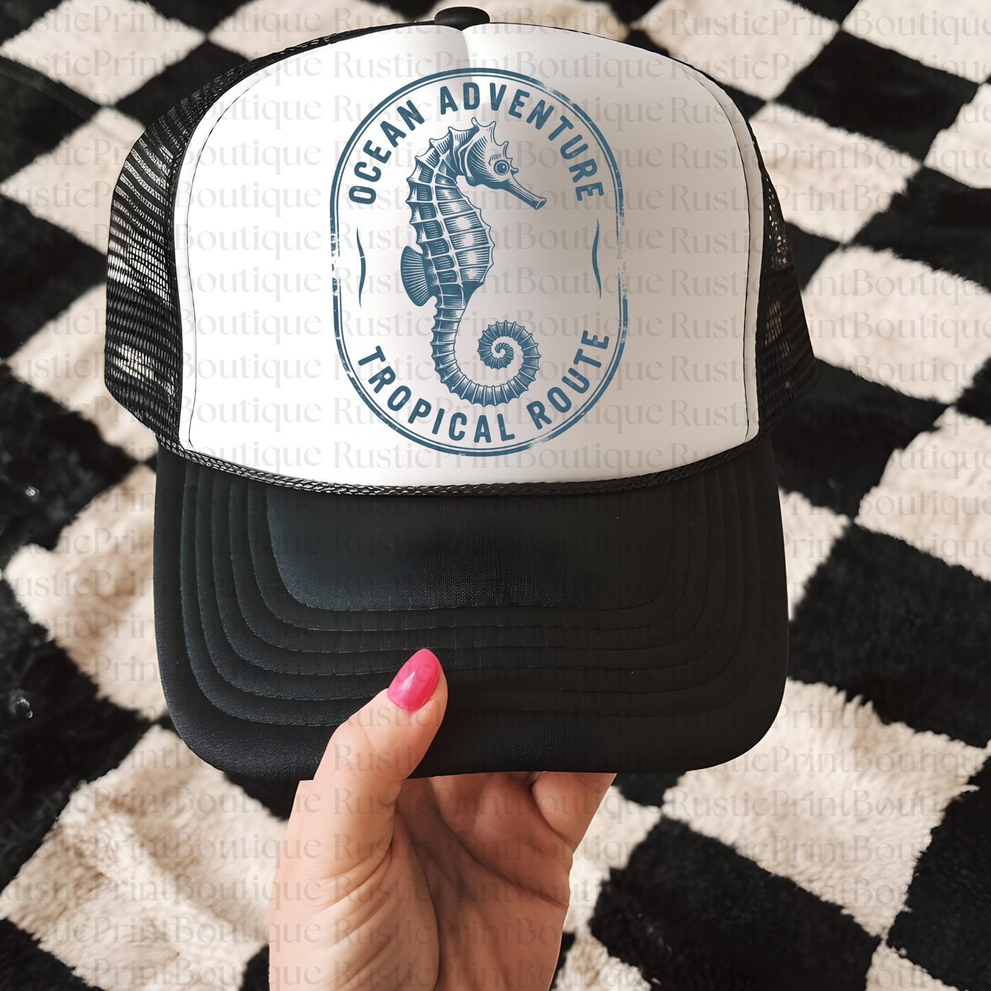 VIntage Trucker Hat Trucker Hat Snapback Beach Tucker Hat Seahorse Hat