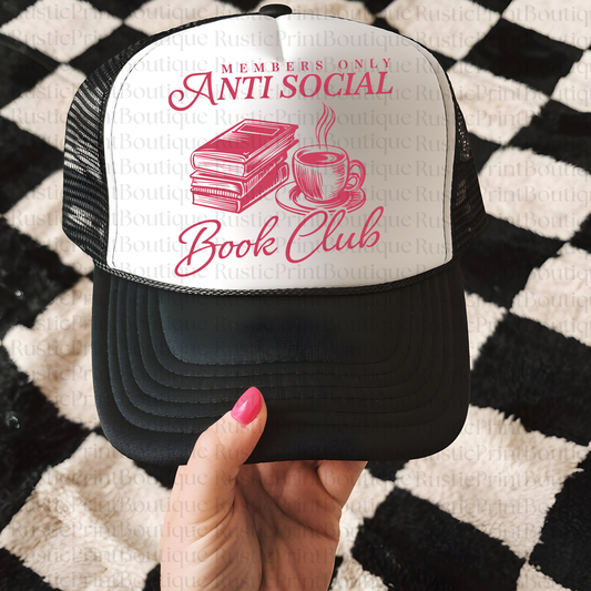 VIntage Trucker Hat Trucker Hat Snapback Bookish Trucker Hat Anti-Social Book Club